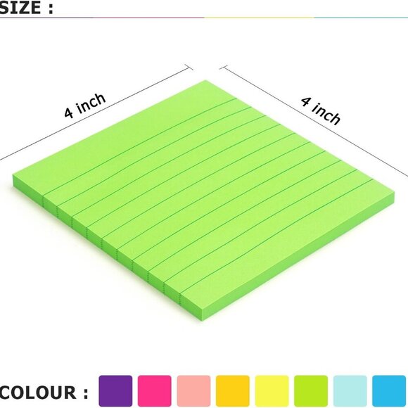 8 Pads Lined Sticky Notes 4x4 Sticky Notes with Lines Self-Stick Note Pads 8 Bri - Picture 3 of 7